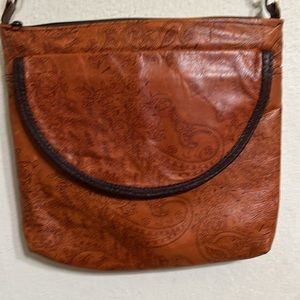 Vine & Branch studio handmade, floral printed leather shoulder/crossbodybag.